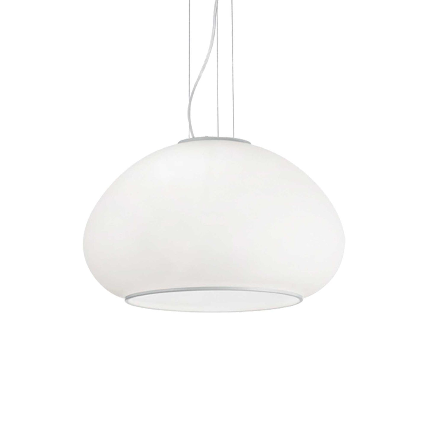 Ideallux Pendelleuchte MAMA 1-flammig, dimmbar, Metall und Glas, satinweiße Oberfläche, höhenverstellbar Ø40cm, E27 Fassung