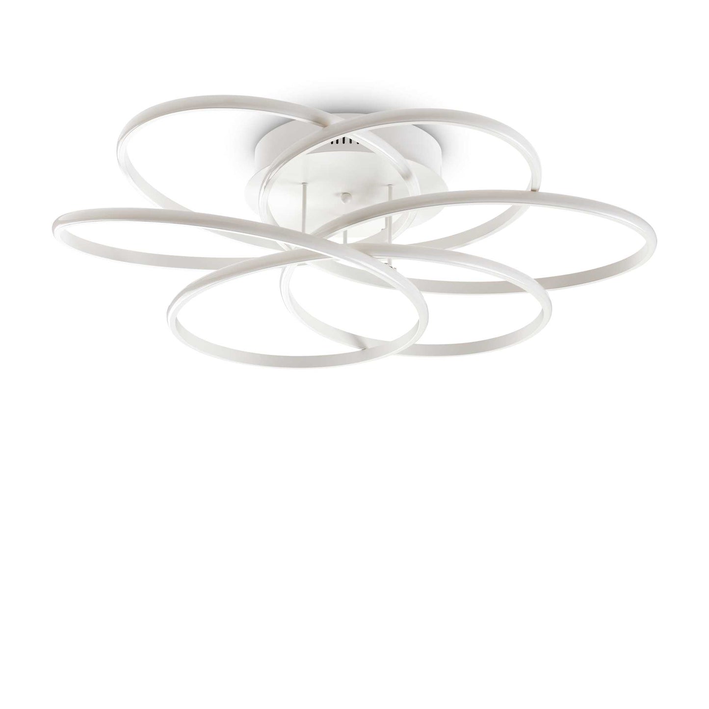 Ideallux KAROL 76cm ceiling light in white matte metal with opal diffuser, features LED 12200LM 4000K, non-dimmable, 230V, Ø76cm.