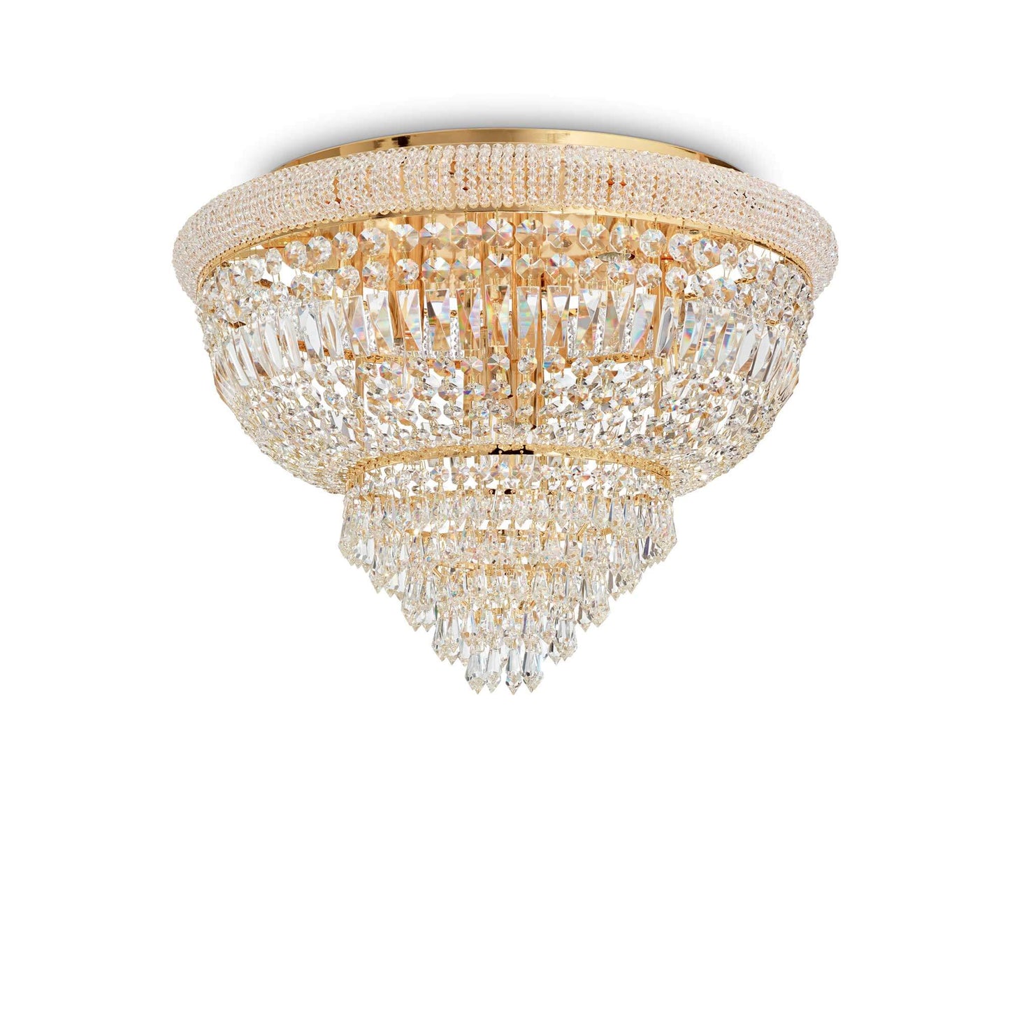 Luxurious KRISTALL DECKENLEUCHTE Dubai chandelier with sparkling crystal accents, gold metal finish, and a stunning room highlight.