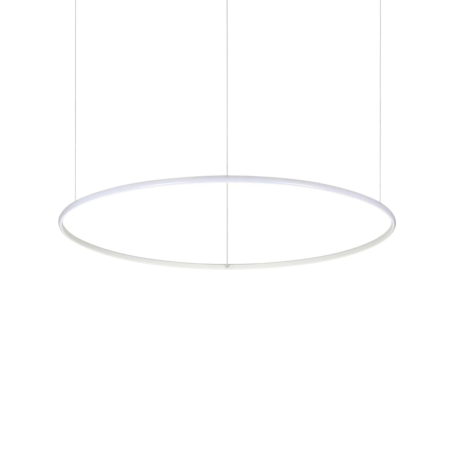 Ideallux Pendelleuchte HULAHOOP 100cm, weißer pulverbeschichteter Metallrahmen, LED, höhenverstellbar, Durchmesser Ø100cm.