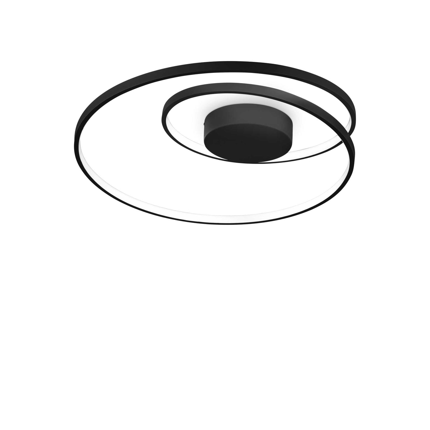 Ideallux Deckenleuchte Schwarz, modern black ceiling lamp, metal finish, LED, 60cm diameter, opal diffuser, elegant design