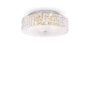 IDeal Lux Kristall Deckenleuchte ROMA Ø40cm mit satiniertem Glas, Chrommetall-Details, dimmbar, Glanzstück für jeden Raum, 6 G9 LED-Leuchtmittel inklusive.