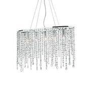 Ideal Lux RAIN 5-flammig Pendelleuchte mit funkelnden Kristallen, Chrom-Finish, 66cm, modern und dimmbar