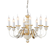 Ideallux Kronleuchter FIRENZE chandelier with 8 white lights, hand-crafted metal, dimmable, featuring E14 sockets and gold detailing.