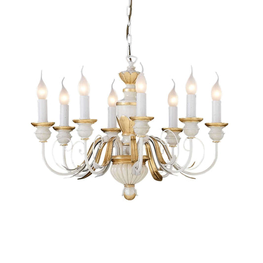 Ideallux Kronleuchter FIRENZE chandelier with 8 white lights, hand-crafted metal, dimmable, featuring E14 sockets and gold detailing.