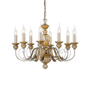 Ideallux Kronleuchter FIRENZE 8 Leuchten Gold, handgefertigt aus Metall und Kunstharz, E14 Sockel, dimmbar, Ø64cm