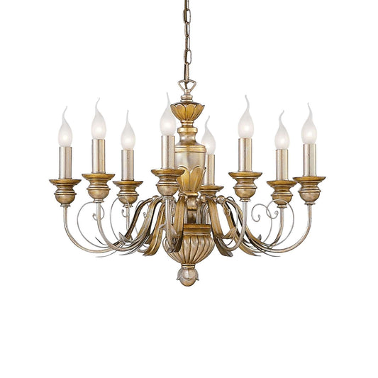 Ideallux Kronleuchter FIRENZE 8 Leuchten Gold, handgefertigt aus Metall und Kunstharz, E14 Sockel, dimmbar, Ø64cm