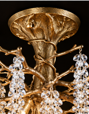 Luxus Designer Kronleuchter in Gold – Exklusive Kristall Hängeleuchte im Wisteria Design