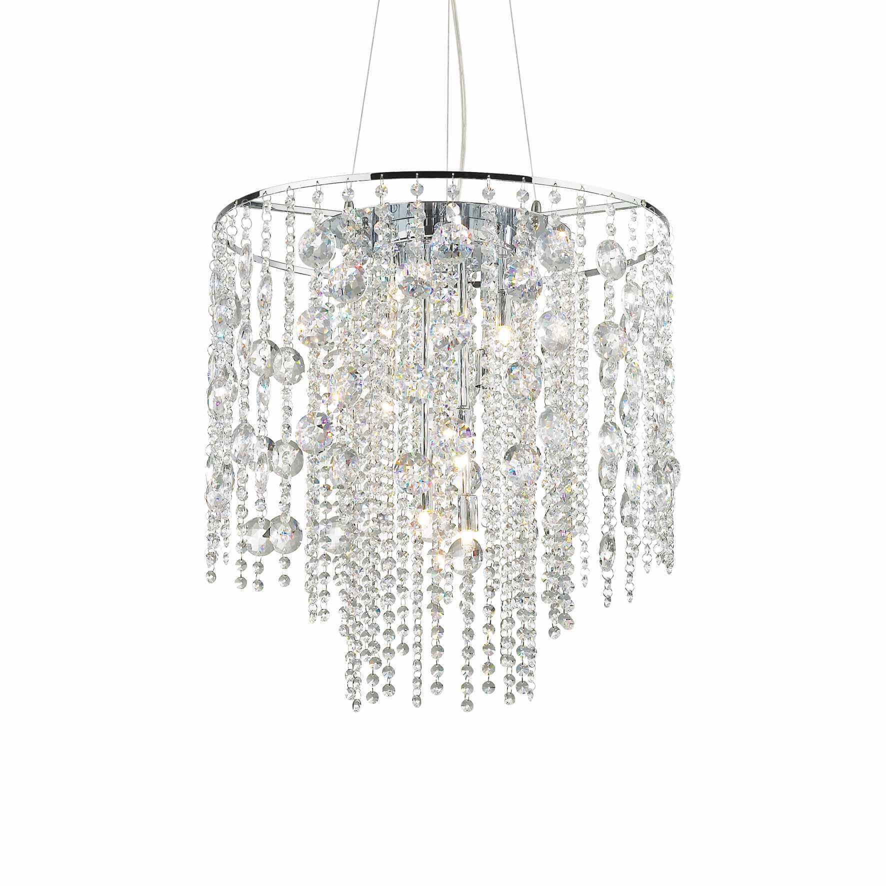 Ideallux EVASIONE 10 light chrome and crystal pendant lamp