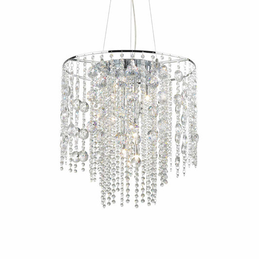 Ideallux EVASIONE 10 light chrome and crystal pendant lamp