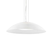 Ideallux Pendelleuchte LENA in Weiß, 74cm, mit verchromtem Metall und doppelt mattiertem Glas, dimmbar, höhenverstellbar.