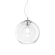 Ideallux Pendelleuchte NEMO 30cm transparent, geblasenes Glas, metallisch, dimmbar, höhenverstellbar, moderner E27 Hängeleuchte