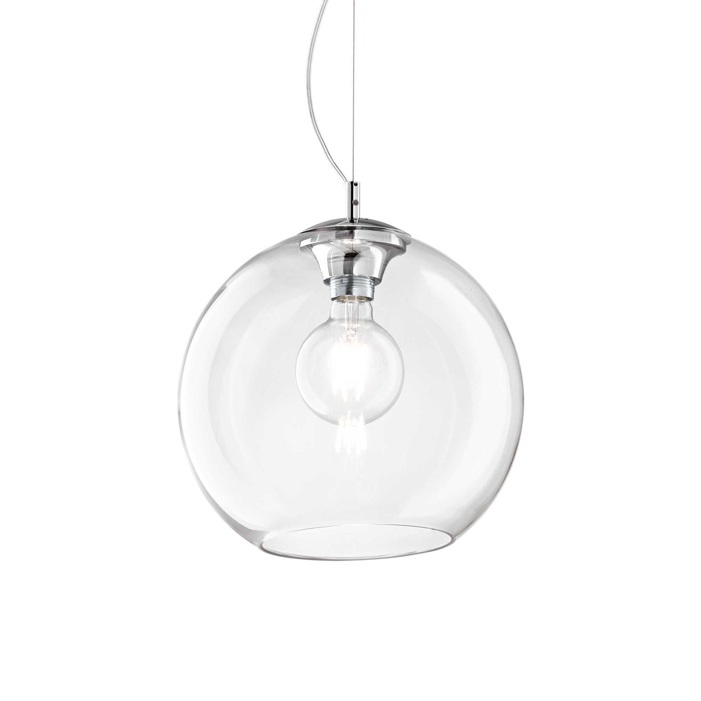 Ideallux Pendelleuchte NEMO, 40cm transparent Glas-Metall Design, dimmbar mit E27 Sockel, modern minimalistisches Hängelampe