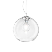 Ideallux Pendelleuchte NEMO, 40cm transparent Glas-Metall Design, dimmbar mit E27 Sockel, modern minimalistisches Hängelampe