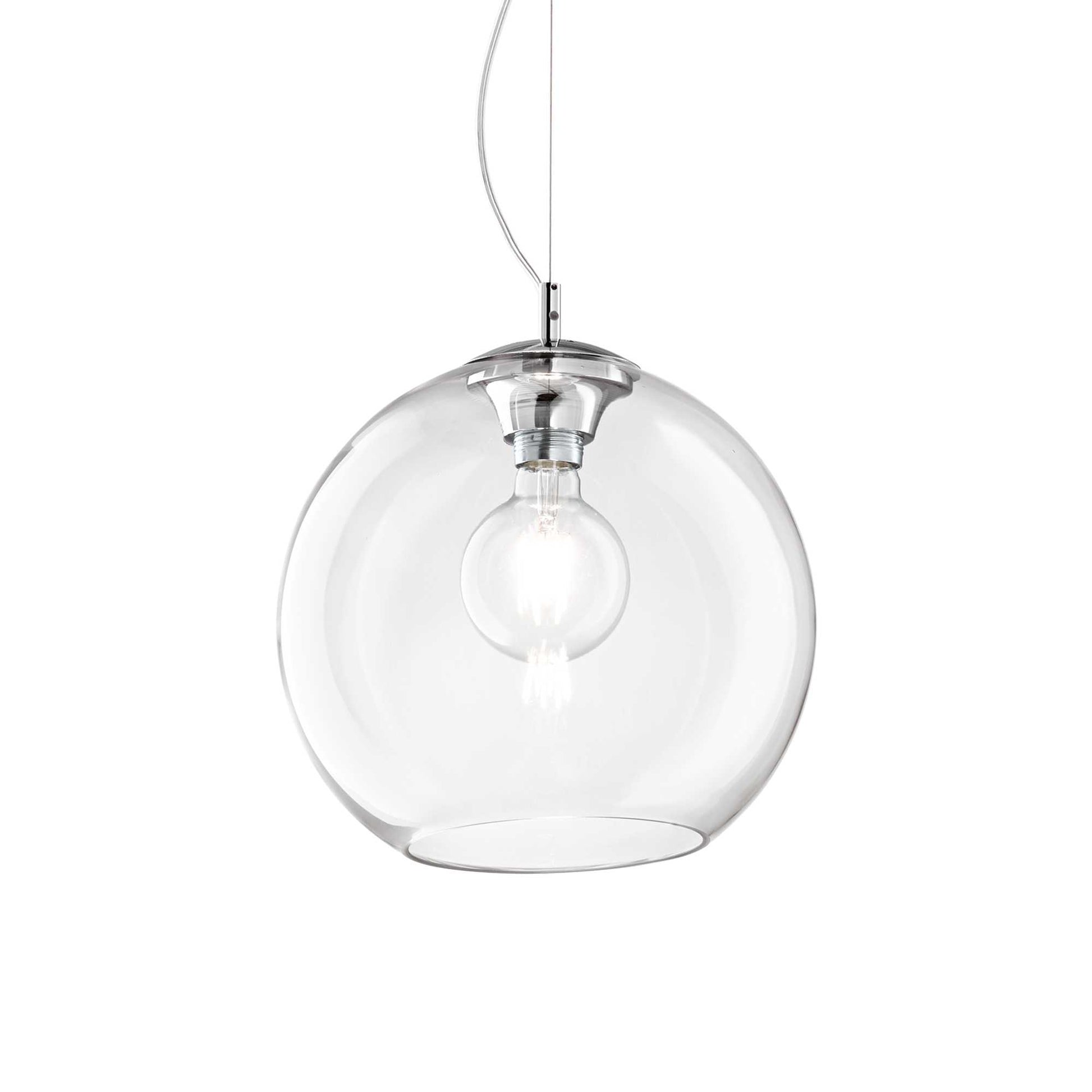 Ideallux Pendelleuchte NEMO, 40cm transparent Glas-Metall Design, dimmbar mit E27 Sockel, modern minimalistisches Hängelampe