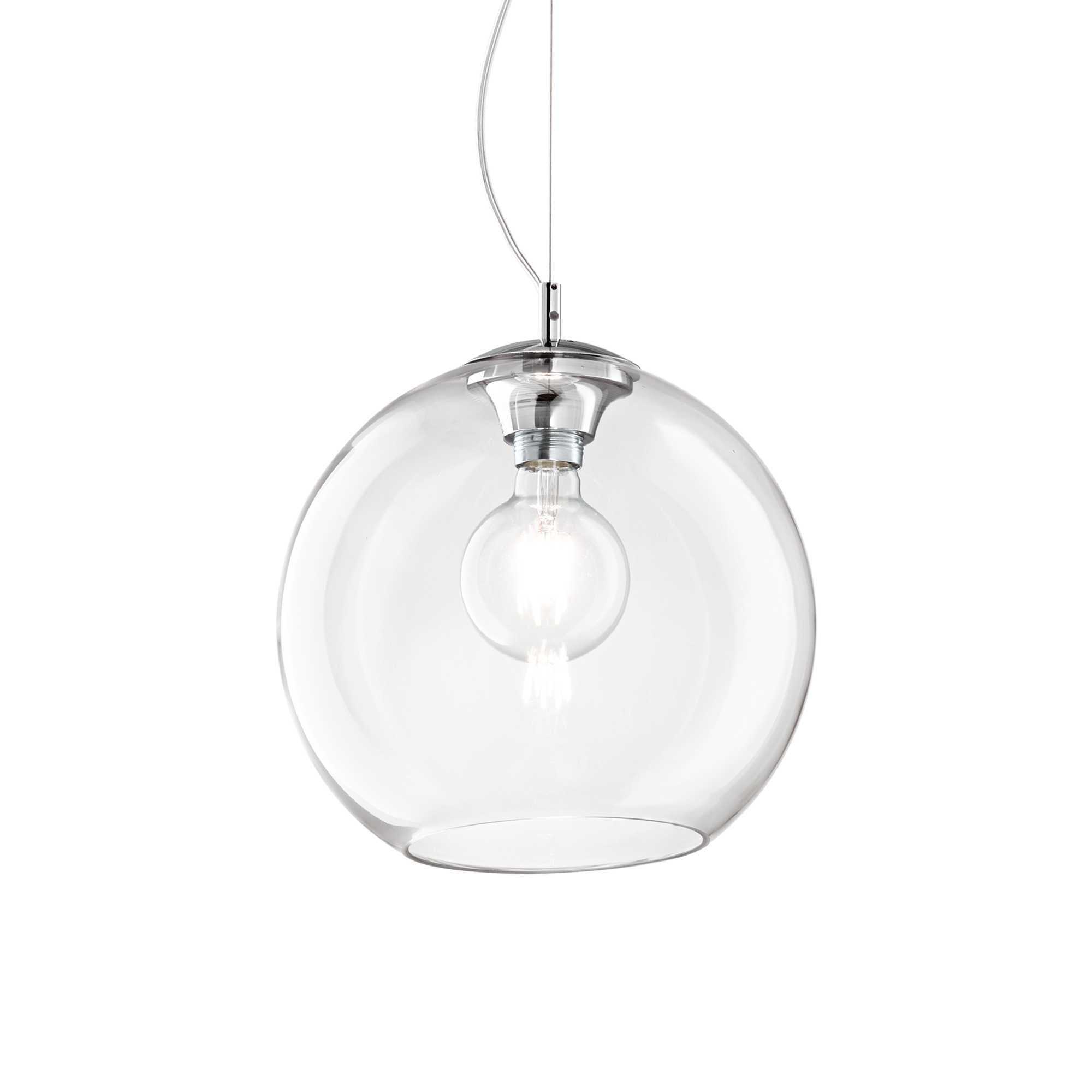 Ideallux Pendelleuchte NEMO, 40cm transparent Glas-Metall Design, dimmbar mit E27 Sockel, modern minimalistisches Hängelampe
