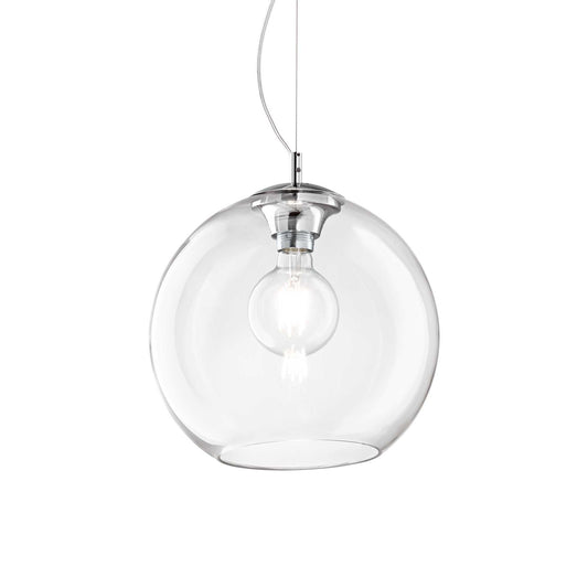 Ideallux Pendelleuchte NEMO, 40cm transparent Glas-Metall Design, dimmbar mit E27 Sockel, modern minimalistisches Hängelampe