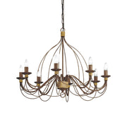 Ideallux Kronleuchter Corte 8-light chandelier in antique rust finish, featuring a hand-painted metal frame and dimmable E14 sockets.