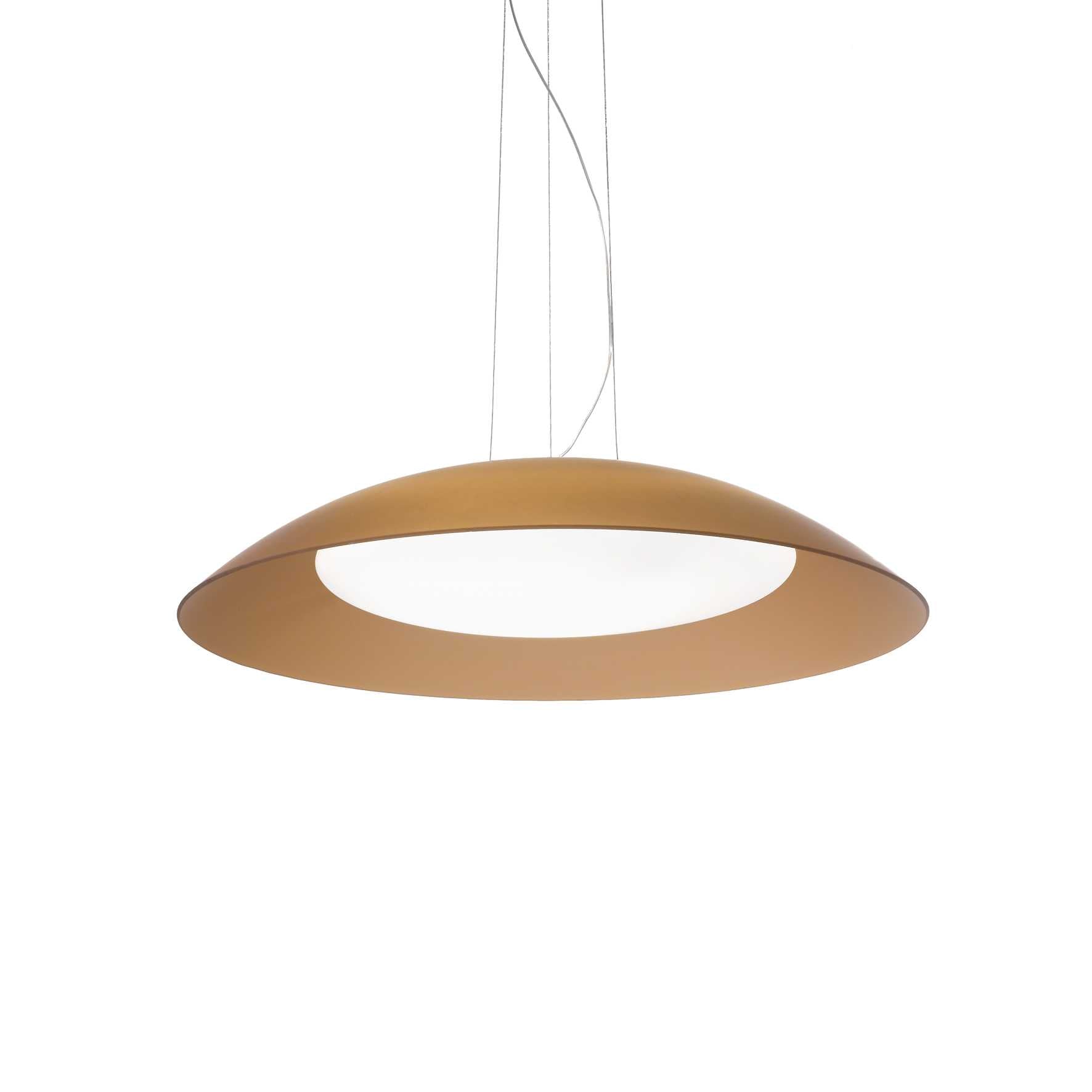 Ideallux Pendelleuchte LENA Kaffee, dimmbare Metall- und Glaskombination, verstellbare Höhe, modernes Design, 3 E27 Lampen.