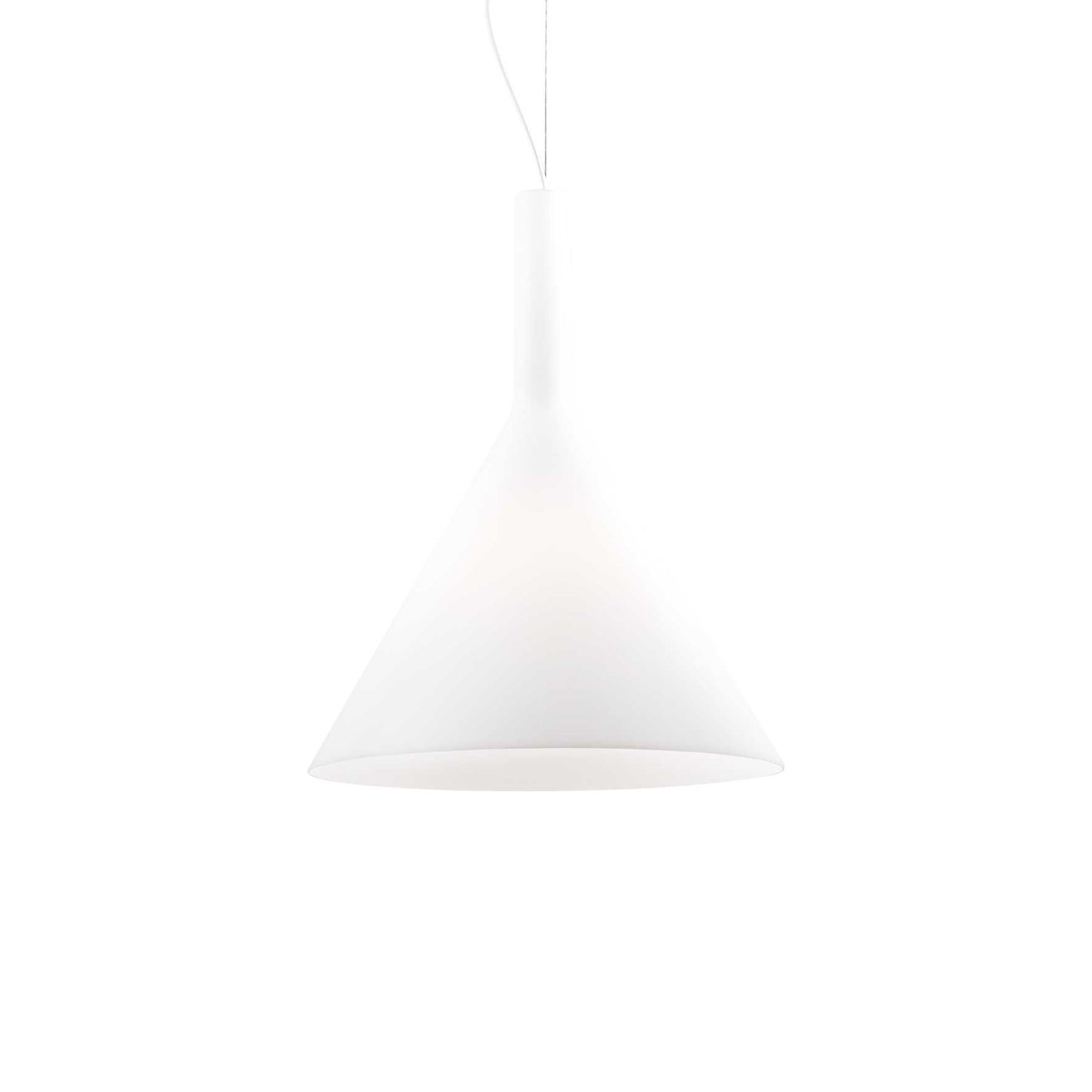 Ideallux Pendelleuchte COCKTAIL BIG BIANCO, weiß, dimmbar, aus geätztem Glas, höhenverstellbares Kabel, E27 Sockel, 230V, Ø35cm.