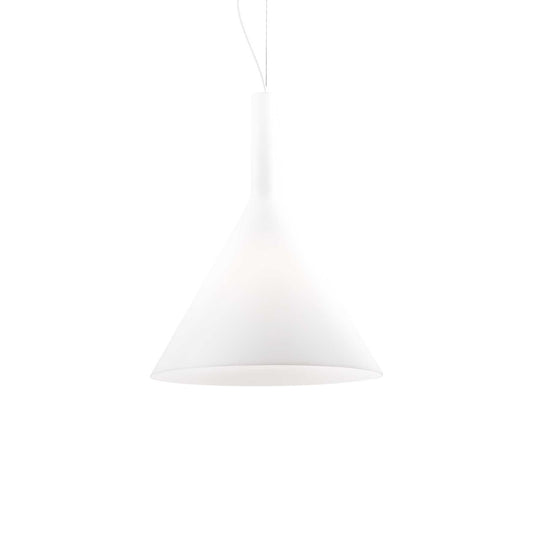 Ideallux Pendelleuchte COCKTAIL BIG BIANCO, weiß, dimmbar, aus geätztem Glas, höhenverstellbares Kabel, E27 Sockel, 230V, Ø35cm.