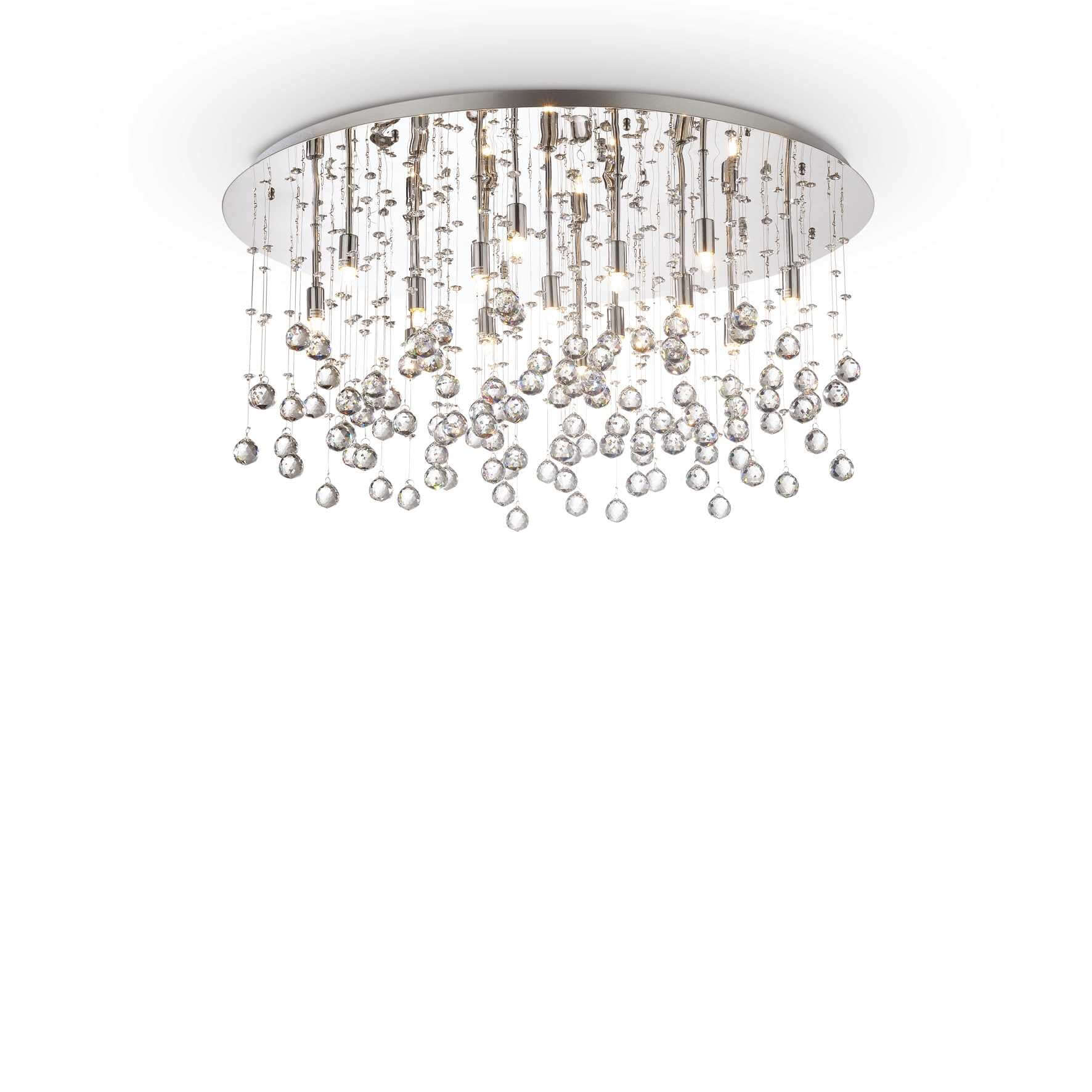 Ideallux MOONLIGHT 15-flammig silber Deckenleuchte mit Kristallen, dimmbar, elegantes Design Ø80cm.