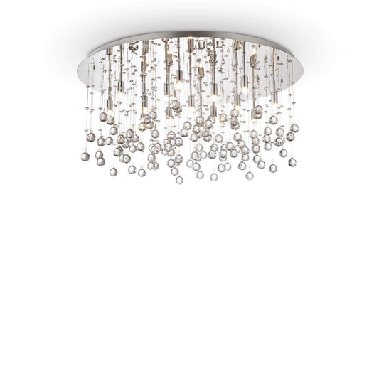 Ideallux MOONLIGHT 15-flammig silber Deckenleuchte mit Kristallen, dimmbar, elegantes Design Ø80cm.