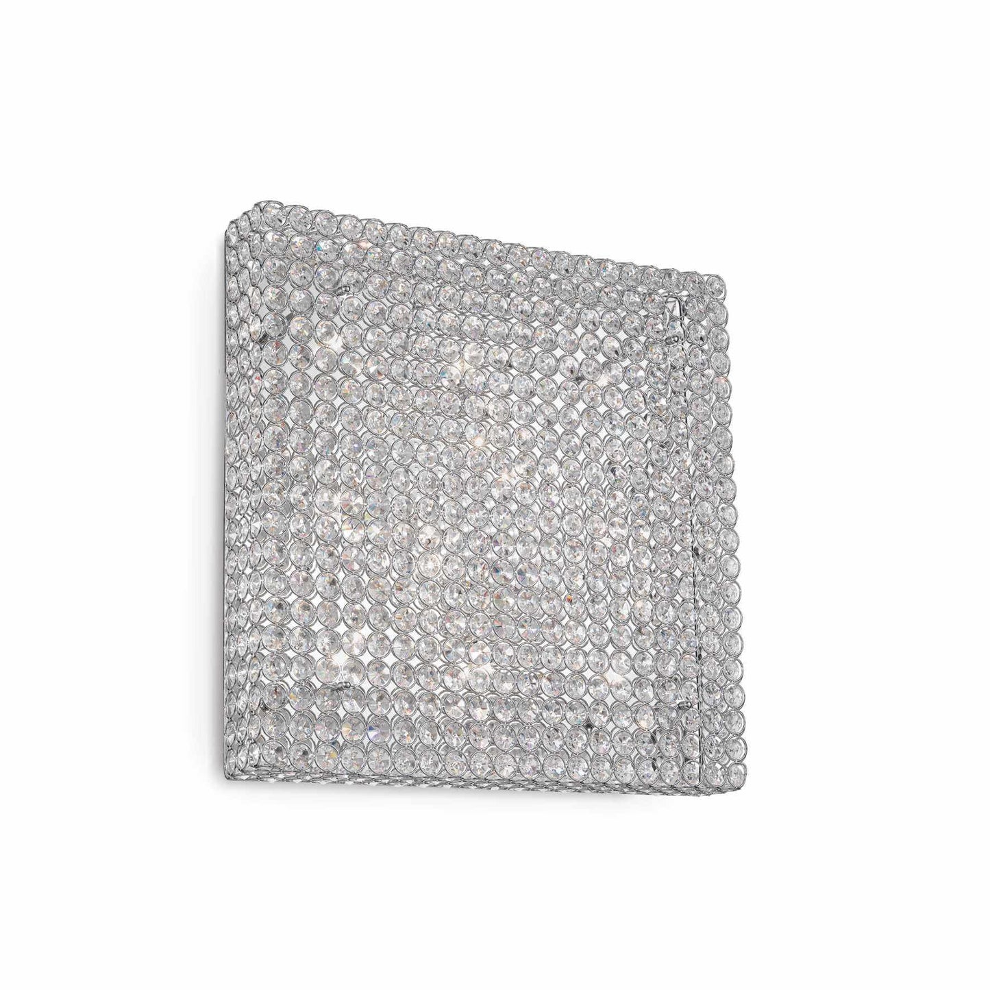 Ideallux Deckenleuchte Admiral, 10-light chrome ceiling lamp with crystal design, square shape, dimmable lighting fixture