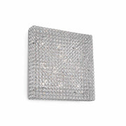 Ideallux Deckenleuchte Admiral, 10-light chrome ceiling lamp with crystal design, square shape, dimmable lighting fixture