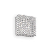 Ideallux Admiral ceiling light with 4 dimmable lamps, chrome metal and crystal design, square shape, 14.5cm height