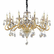 Elegant Kristall Kronleuchter Negresco Ø85cm, 10 Leuchten, Messing und geschliffenes Kristallglas für stilvolle Beleuchtung.