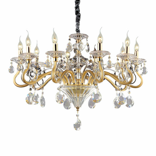 Elegant Kristall Kronleuchter Negresco Ø85cm, 10 Leuchten, Messing und geschliffenes Kristallglas für stilvolle Beleuchtung.