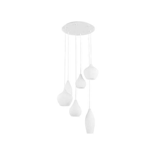 Ideal Lux pendelleuchte Soft aus weißem geblasenem Glas, dimmbar 6-flammig, Ø60cm, modernes Design, exklusive Beleuchtung.