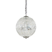 Ideallux Pendelleuchte LUXOR 6 Flammig, verchromtes Metall mit Kristallen, dimmbar, höhenverstellbar, für moderne Beleuchtung.