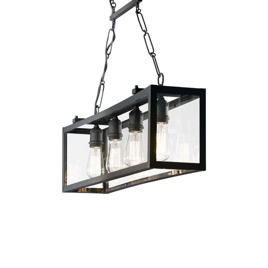 Ideallux Pendelleuchte IGOR 4-flammig, mattschwarz, dimmbar, Glasplatten, 230V E27, höhenverstellbar, modernes Design