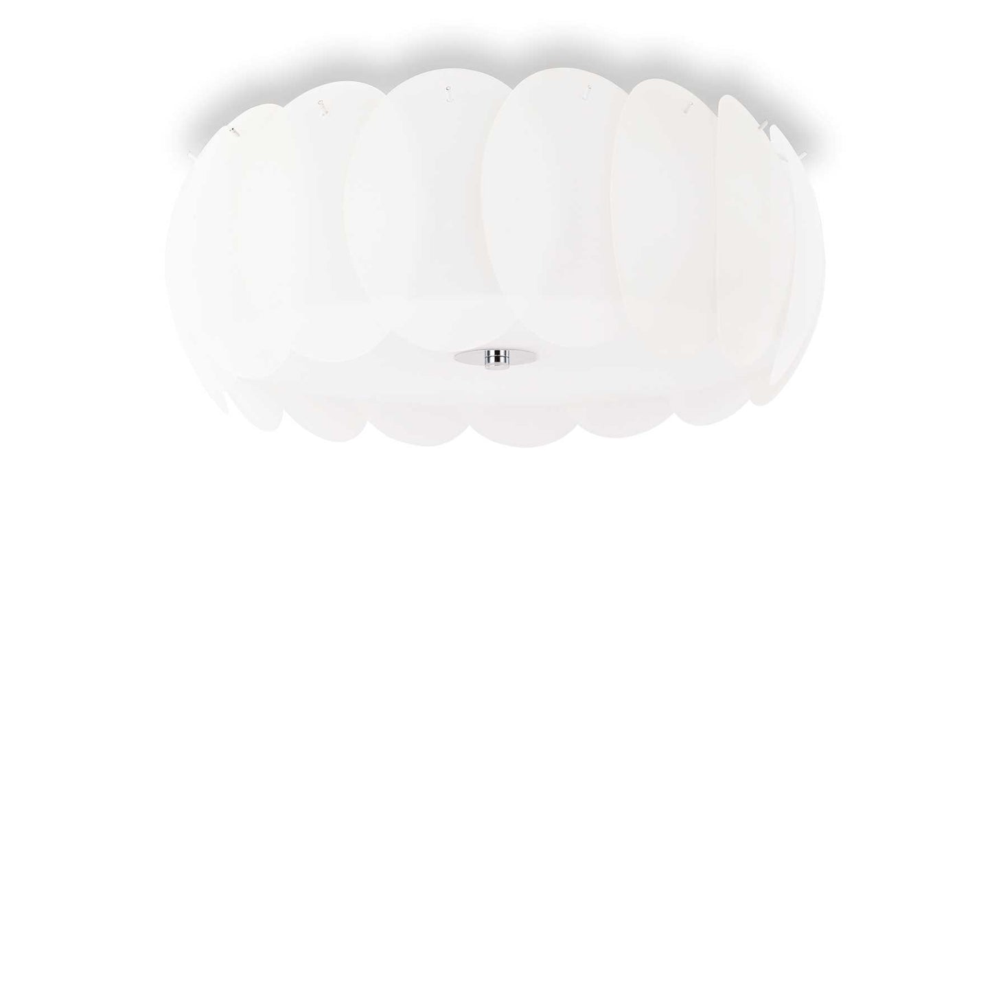 Ideallux Deckenleuchte OVALINO 8 Leuchten with curved etched glass design, E27 socket, dimmable, 52cm diameter, 20cm height.