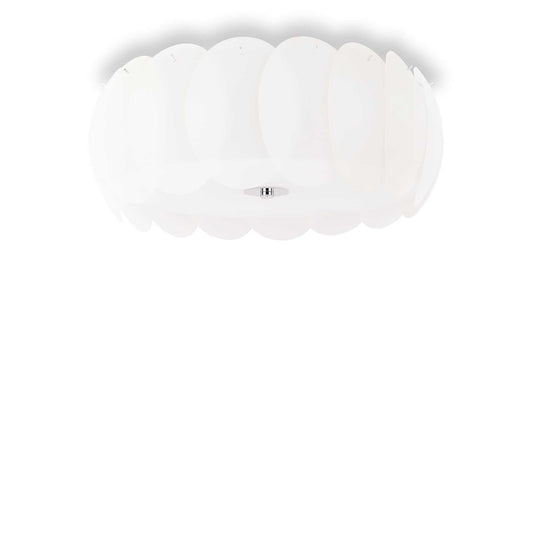 Ideallux Deckenleuchte OVALINO 8 Leuchten with curved etched glass design, E27 socket, dimmable, 52cm diameter, 20cm height.