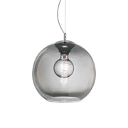 Ideallux NEMO pendant light 40cm with smoky glass and adjustable cord, featuring a dimmable bulb in an elegant round design.