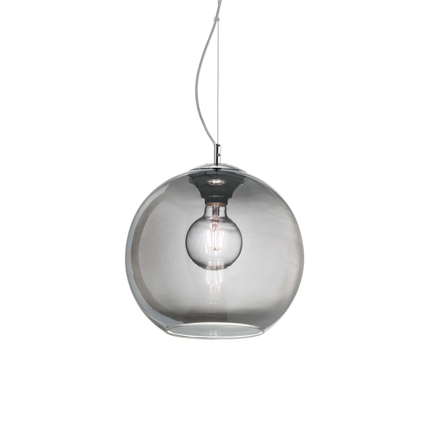 Ideallux Pendelleuchte NEMO 30cm Rauchglas dimmable hanging light with glass diffuser and adjustable height, E27 socket.