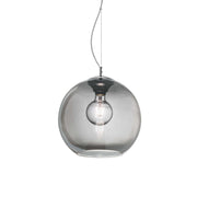 Ideallux Pendelleuchte NEMO 30cm Rauchglas dimmable hanging light with glass diffuser and adjustable height, E27 socket.