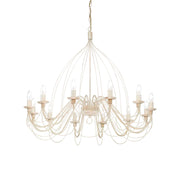 Ideallux Kronleuchter Corte with 12 lights in antique white, adjustable height, elegant metal frame, Ø95cm for E14 bulbs.