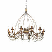 Ideallux Kronleuchter Corte 12 Leuchten, rost-antiker Metallkronleuchter, dimmbar, handbemalt, E14 Sockel, 230V, 95cm Durchmesser