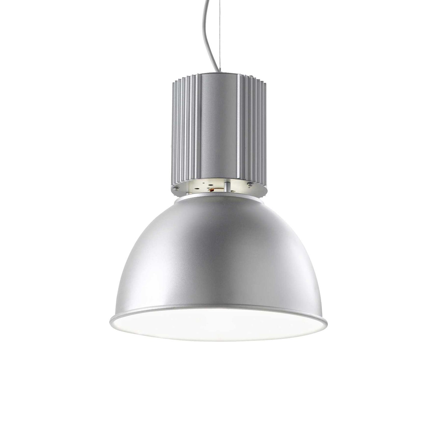 Ideallux Pendelleuchte HANGAR Aluminium E27 dimmable pendant light with adjustable cable, 32cm diameter, white interior, 230V.