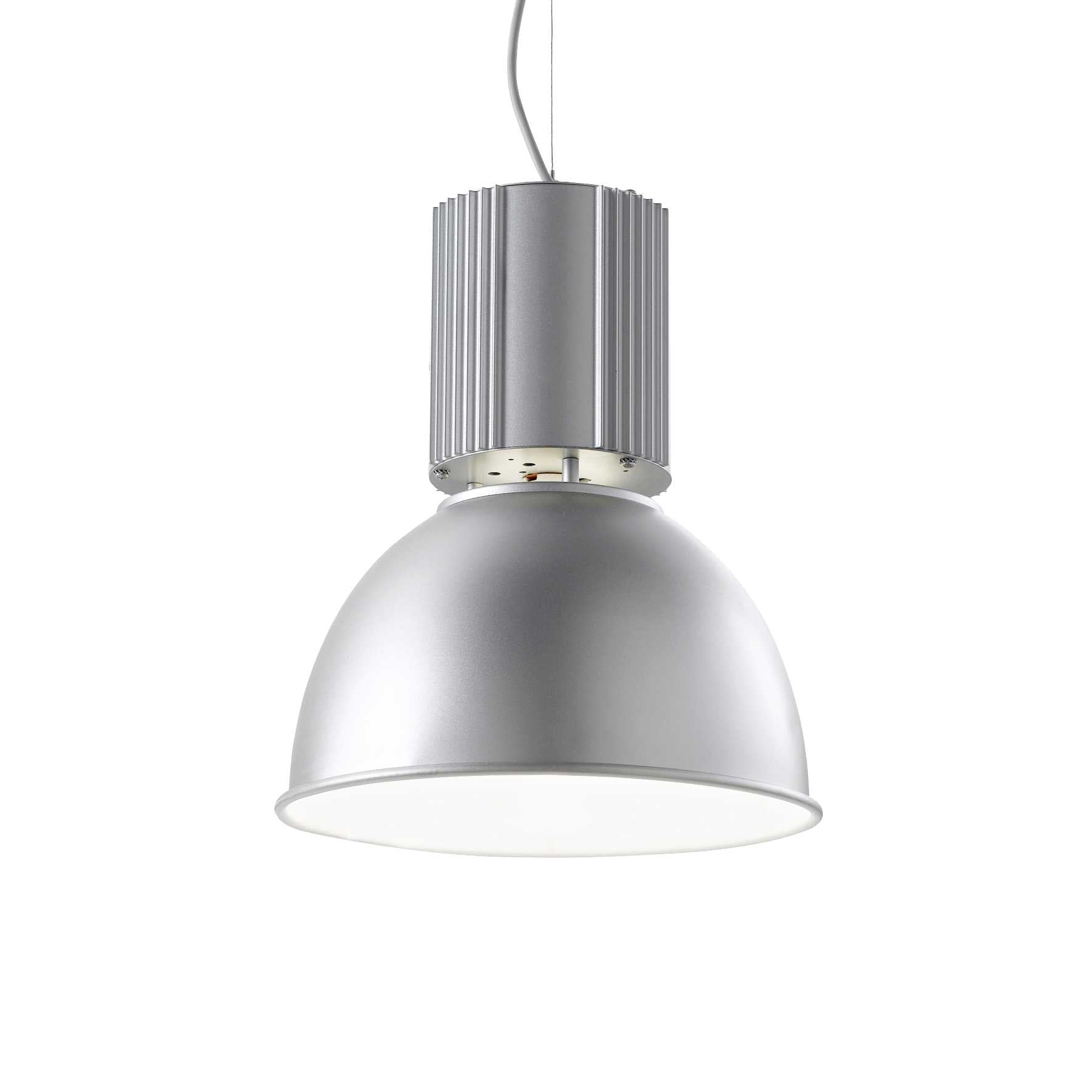 Ideallux Pendelleuchte HANGAR Aluminium E27 dimmable pendant light with adjustable cable, 32cm diameter, white interior, 230V.
