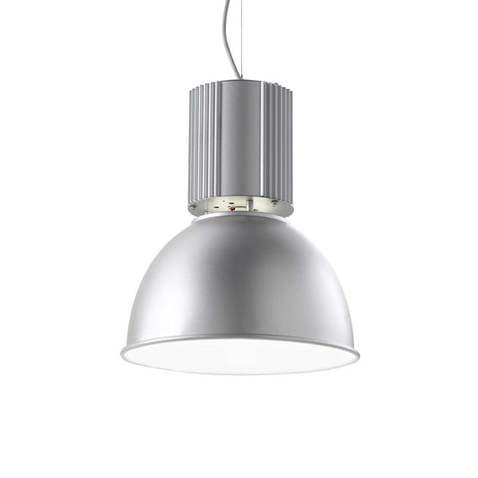Ideallux Pendelleuchte HANGAR Aluminium E27 dimmable pendant light with adjustable cable, 32cm diameter, white interior, 230V.