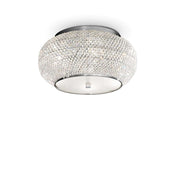 Ideallux Deckenleuchte PASHA' 6 Flammig Silber mit Kristallperlen und dimmbarer E14-Fassung, Ø40cm