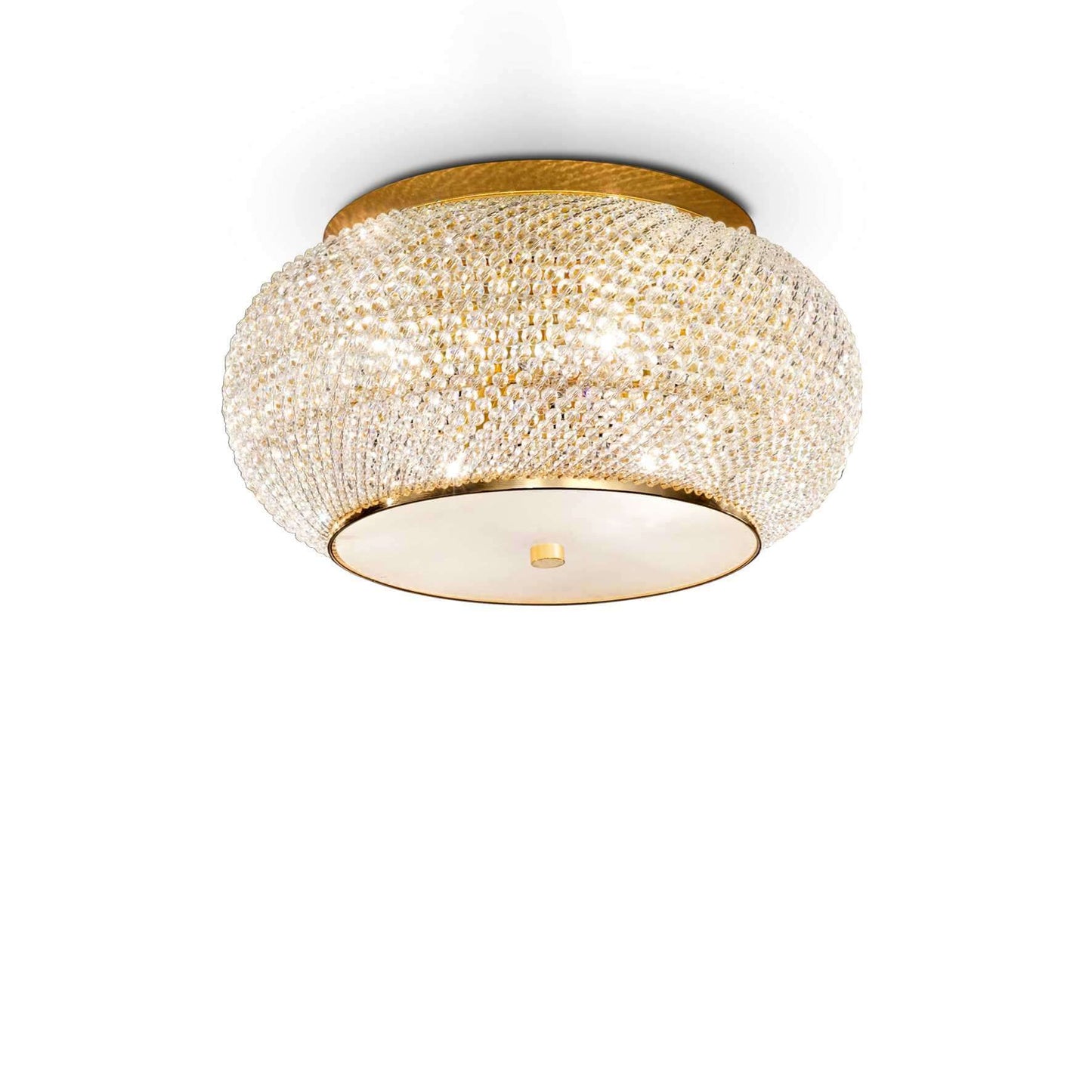 Ideallux Deckenleuchte PASHA' gold, 6-flammig, Kristallperlen, Dimmbar, 22cm Höhe, Ø40cm, E14, edles Deckenlicht, modernes Design