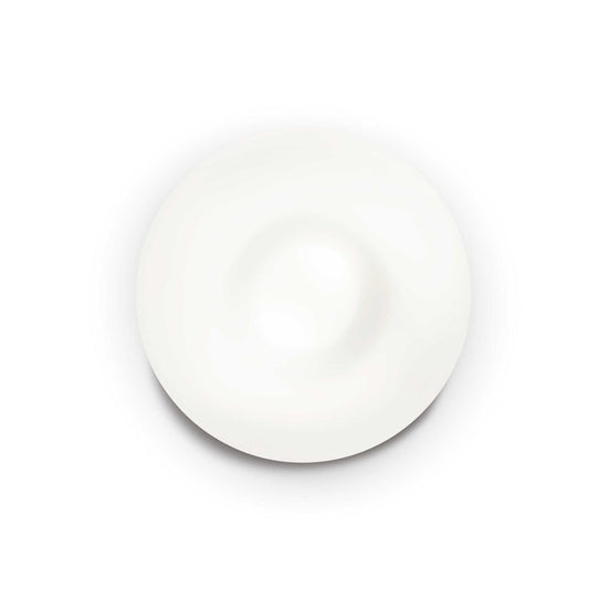 Top view of Ideallux GLORY ceiling light in white blown glass and satin nickel finish, diameter 40cm, E27 socket, dimmable.