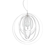 Ideallux Pendelleuchte DISCO in mattweiß mit verstellbaren Kreisrahmen, dimmbar, für E27 Fassung, modernes und elegantes Design.