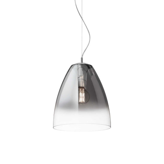 Ideallux Pendelleuchte Audi-20 with chrom finish and glass diffuser